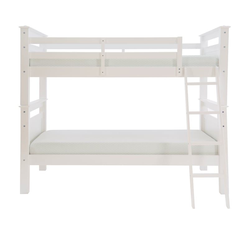 Bowery Hill Transitional Wood Twin Over Twin Bunk Bed Heavy Duty Slats in White