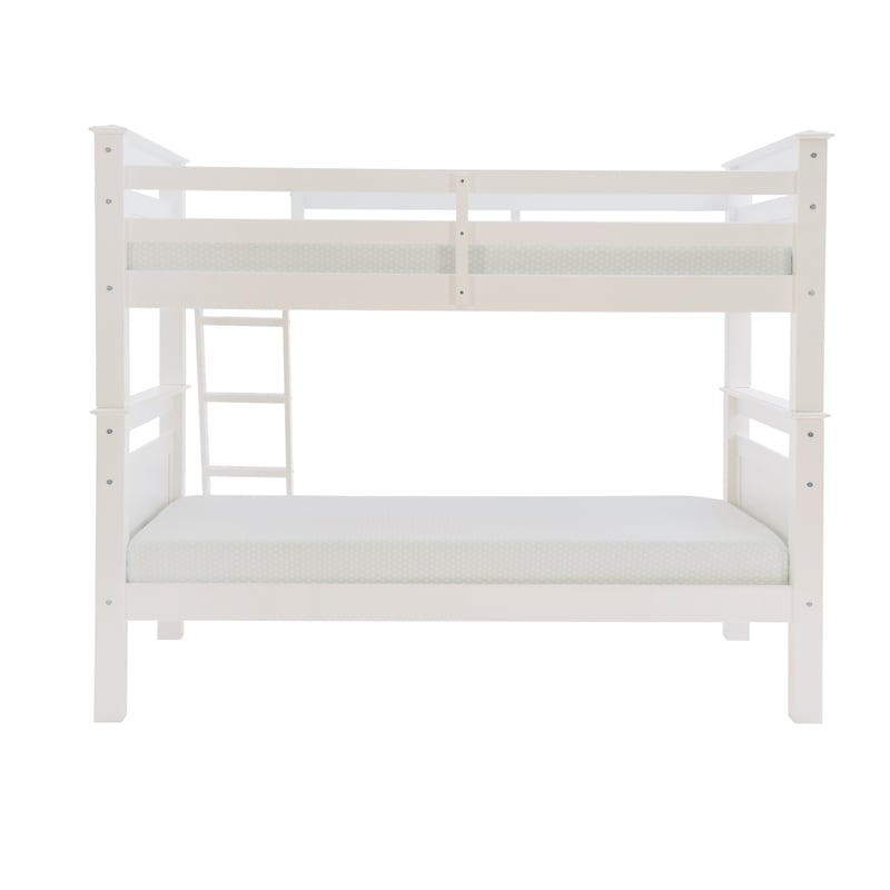 Bowery Hill Transitional Wood Twin Over Twin Bunk Bed Heavy Duty Slats in White