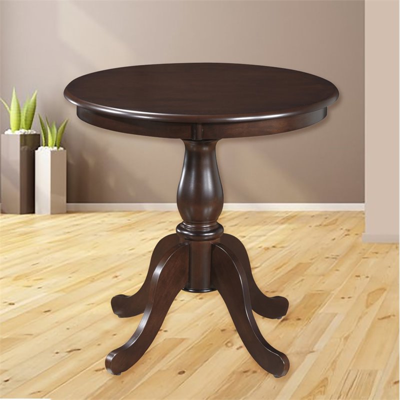 Bowery Hill Wood Espresso Dining Table Round 30