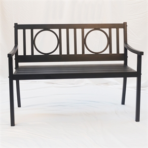 Bowery Hill Metal Black Bench Rectangular Powder-Coated 45&quotW x 24&quotD x 35&quotH