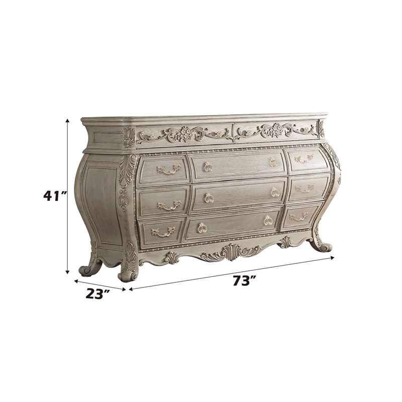 Bowery Hill 11 Drawers Dresser in Antique White