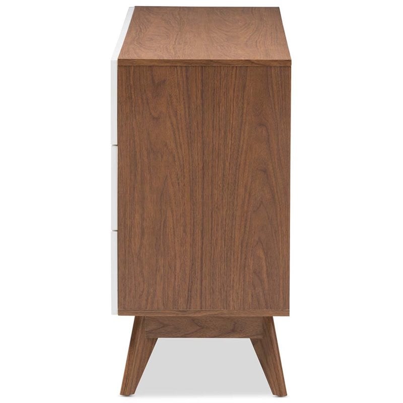 Bowery Hill 6 Drawer Double Dresser in White and Walnut