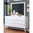 Bowery Hill Mid-Century Solid Wood Dresser and Rectangular Mirror in White