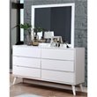 Bowery Hill Mid-Century Solid Wood Dresser and Rectangular Mirror in White