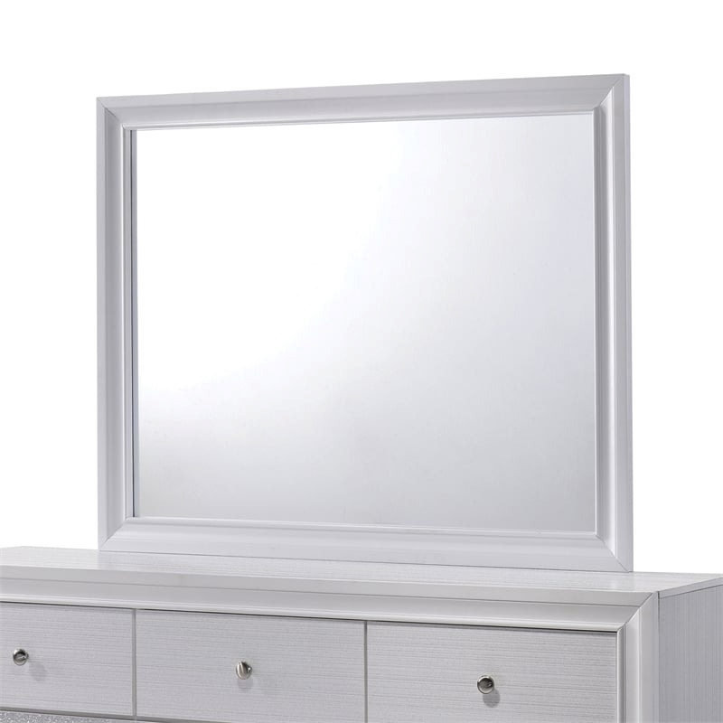 Bowery Hill 2-Piece 9-Drawer Contemporary Wood Dresser and Mirror in White