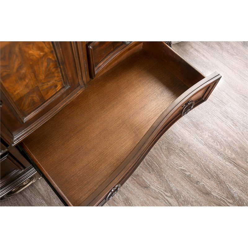 Bowery Hill 8-Drawer Transitional Wood Dresser and Mirror in Cherry