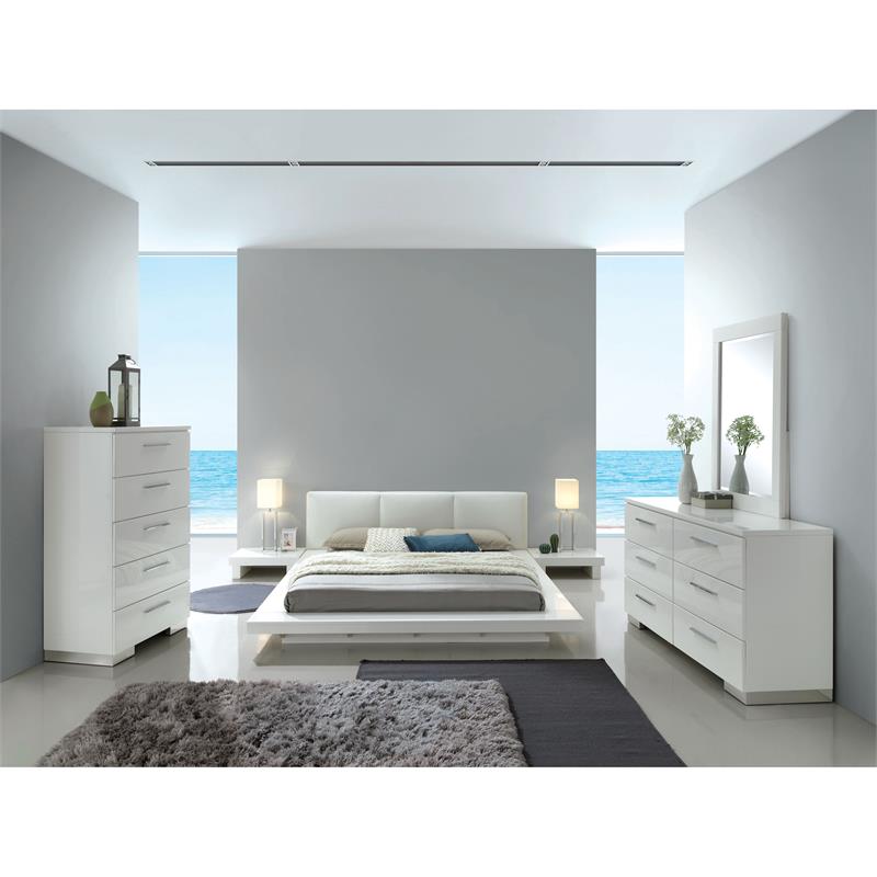 Bowery Hill 2-Piece Contemporary Wood Dresser and Mirror in White