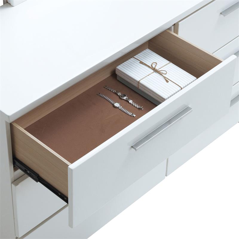 Bowery Hill 2-Piece Contemporary Wood Dresser and Mirror in White