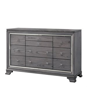 Bowery Hill 8-Drawer Contemporary Wood Dresser in Light Gray