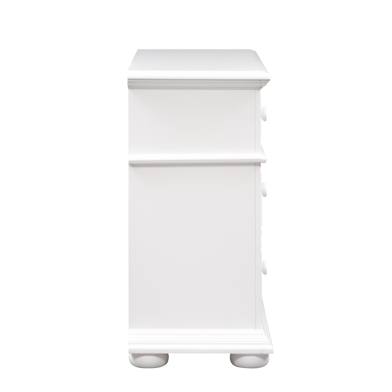 Bowery Hill Mid-Century 6 Drawer Wood Dresser in White