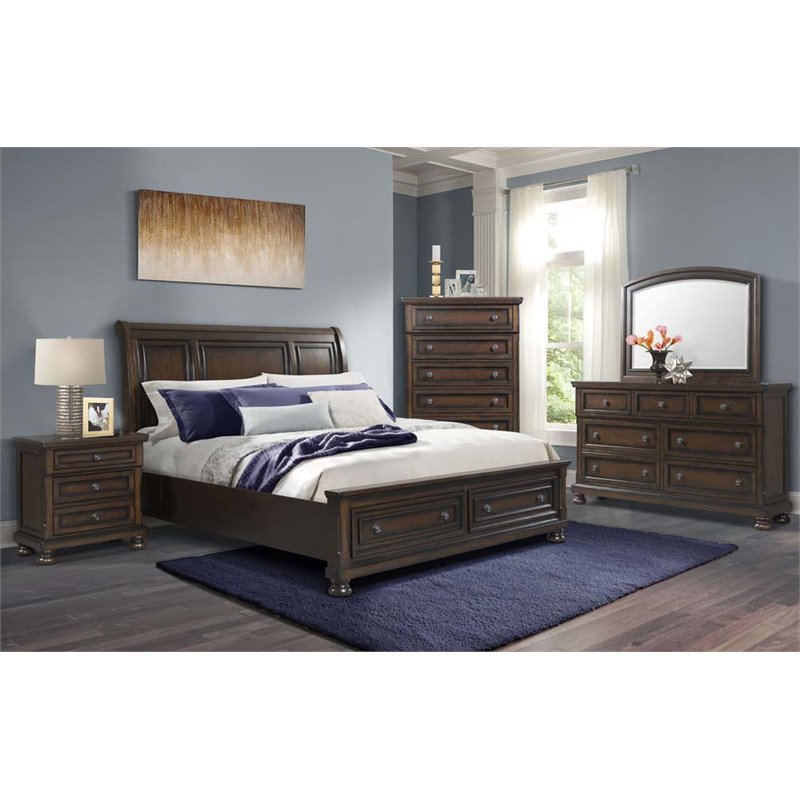 Bowery Hill Wood 7-Drawers Bedroom Dresser and Mirror Set in Walnut