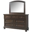 Bowery Hill Wood 7-Drawers Bedroom Dresser and Mirror Set in Walnut