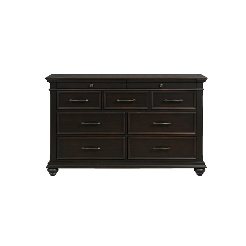Bowery Hill Wood Black Dresser Rectangular Anti-Tipping 62