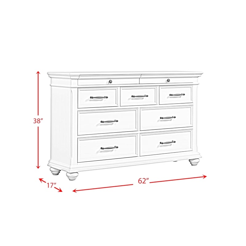 Bowery Hill Wood Black Dresser Rectangular Anti-Tipping 62