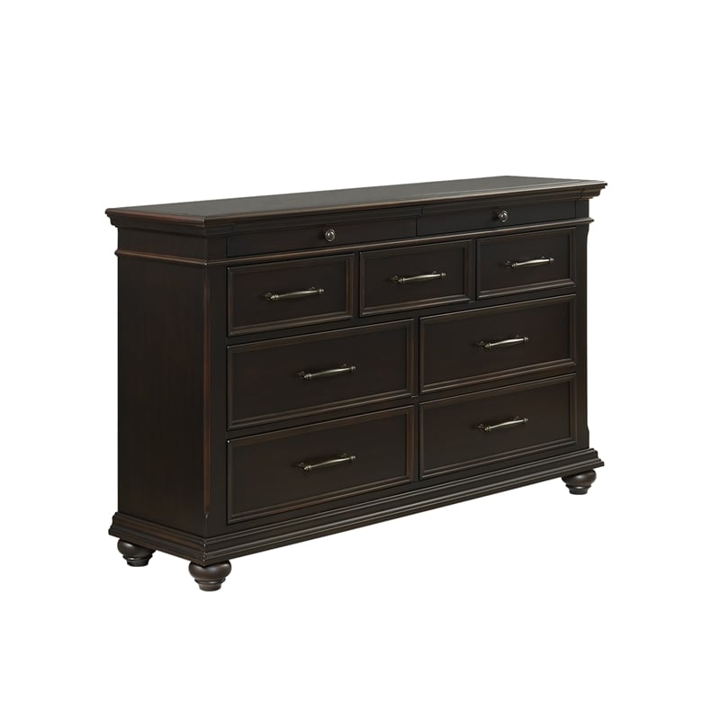 Bowery Hill Wood Black Dresser Rectangular Anti-Tipping 62