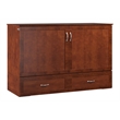 Bowery Hill Queen Traditional Solid Wood Murphy Bed Chest w/ Mattress in Walnut