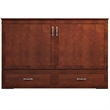 Bowery Hill Queen Traditional Solid Wood Murphy Bed Chest w/ Mattress in Walnut