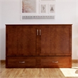 Bowery Hill Queen Traditional Solid Wood Murphy Bed Chest w/ Mattress in Walnut