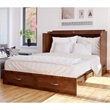Bowery Hill Queen Traditional Solid Wood Murphy Bed Chest w/ Mattress in Walnut