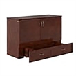 Bowery Hill Queen Traditional Solid Wood Murphy Bed Chest w/ Mattress in Walnut