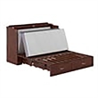 Bowery Hill Queen Traditional Solid Wood Murphy Bed Chest w/ Mattress in Walnut