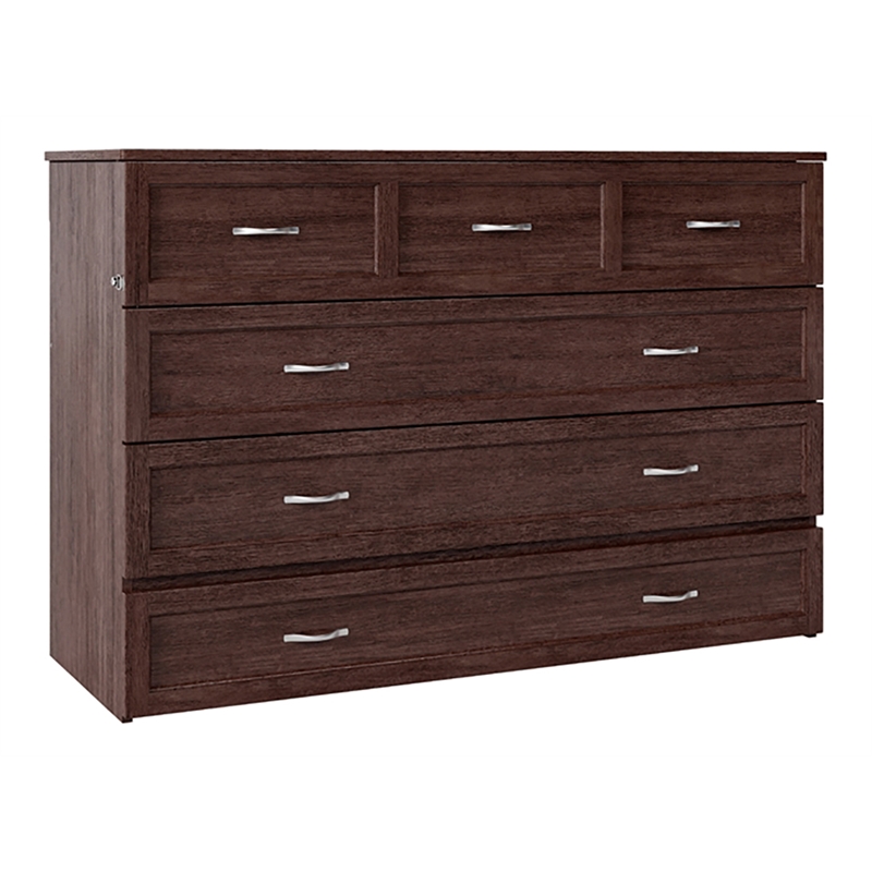 Bowery Hill Wood Burnt Amber Murphy Bed Chest Queen USB Charging Station 41.75