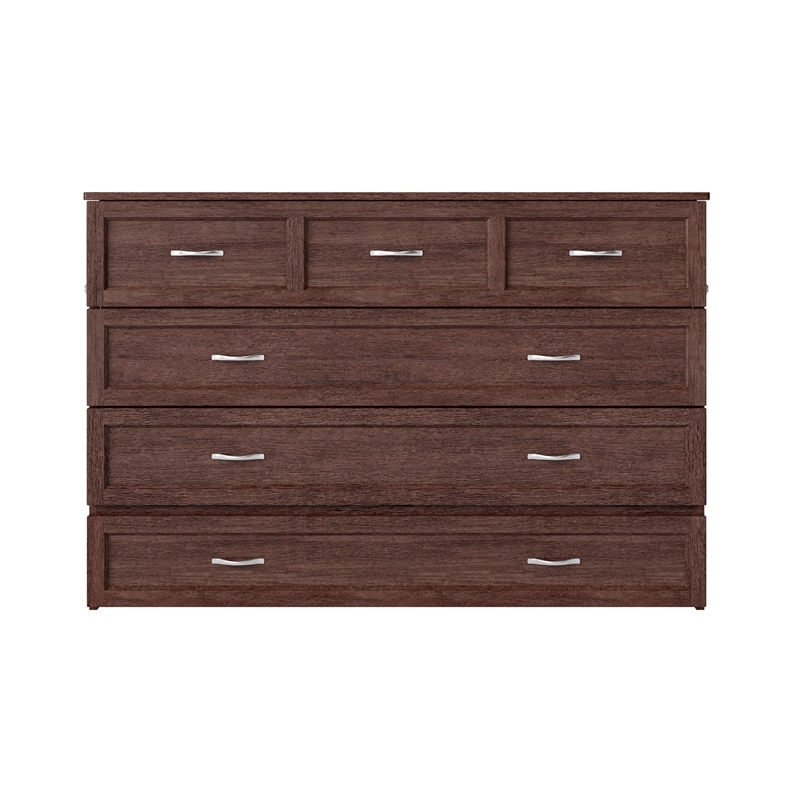 Bowery Hill Wood Burnt Amber Murphy Bed Chest Queen USB Charging Station 41.75
