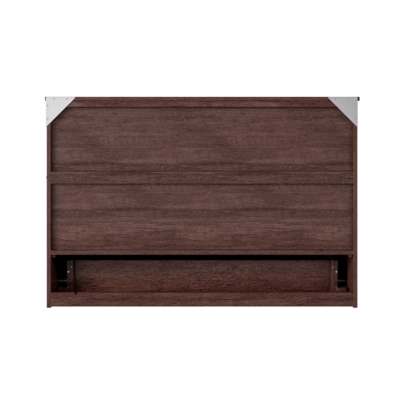 Bowery Hill Wood Burnt Amber Murphy Bed Chest Queen USB Charging Station 41.75
