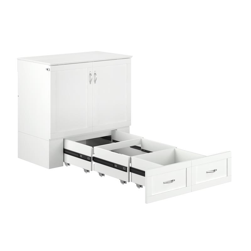 Bowery Hill Wood White Murphy Bed Twin XL Storage Charging Station 40.75