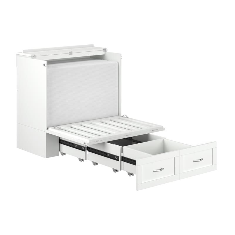 Bowery Hill Wood White Murphy Bed Twin XL Storage Charging Station 40.75