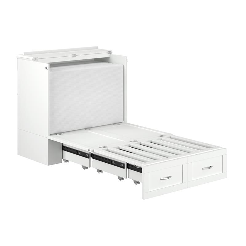 Bowery Hill Wood White Murphy Bed Twin XL Storage Charging Station 40.75