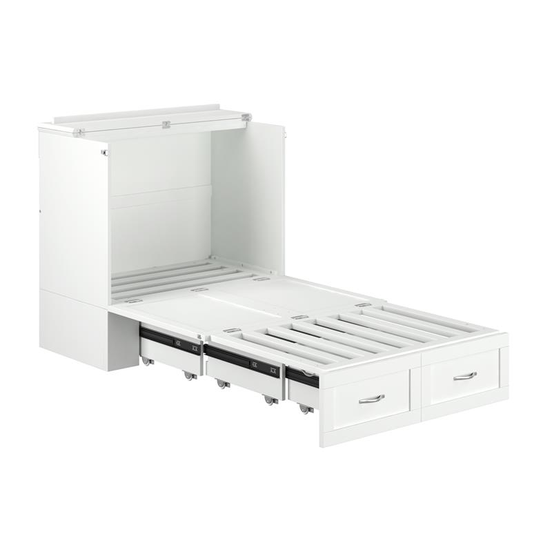 Bowery Hill Wood White Murphy Bed Twin XL Storage Charging Station 40.75