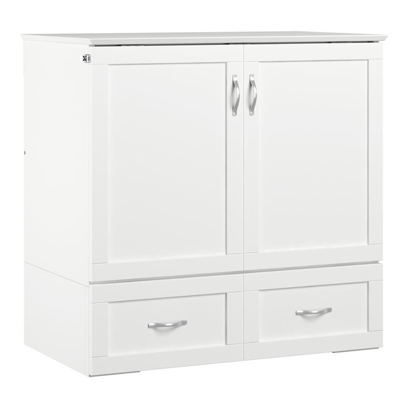 Bowery Hill Wood White Murphy Bed Twin XL Storage Charging Station 40.75