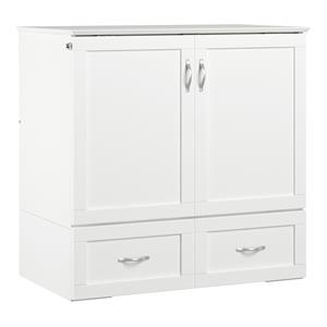 Bowery Hill Wood White Murphy Bed Twin XL Storage Charging Station 40.75&quotH x 41.5&quotW x 80.13&quotD Assembly Required