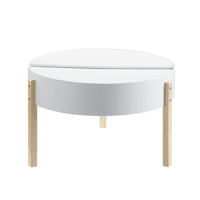 Bowery Hill Modern Wood Coffee Table in White and Natural