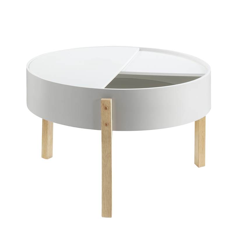 Bowery Hill Modern Wood Coffee Table in White and Natural