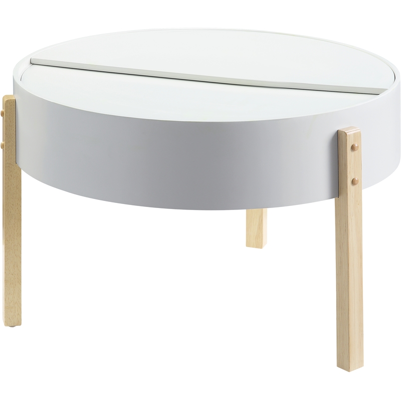 Bowery Hill Modern Wood Coffee Table in White and Natural