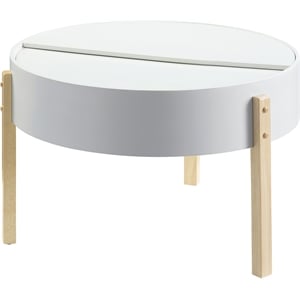 Bowery Hill Modern Wood Coffee Table in White and Natural