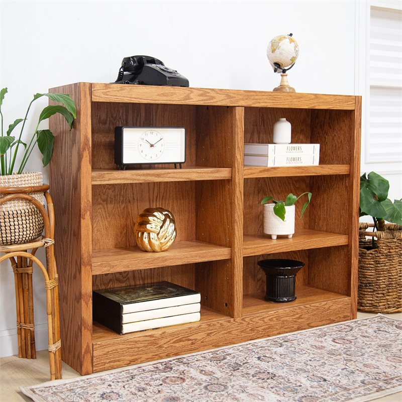 Bowery Hill Wood Dry Oak Bookcase Rectangular Adjustable Shelves 36