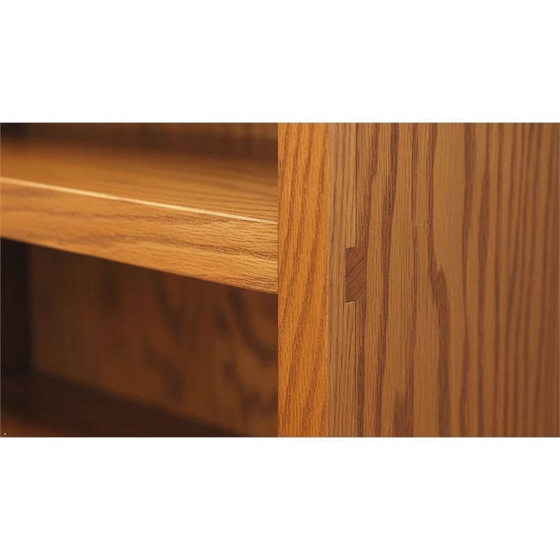 Bowery Hill Wood Dry Oak Bookcase Rectangular Adjustable Shelves 36