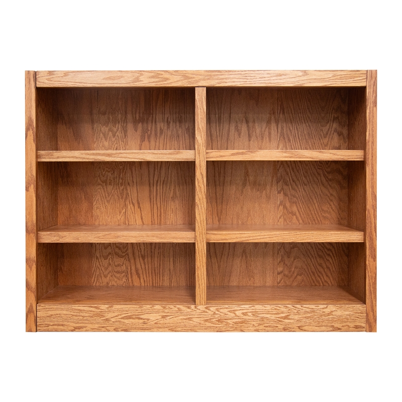 Bowery Hill Wood Dry Oak Bookcase Rectangular Adjustable Shelves 36