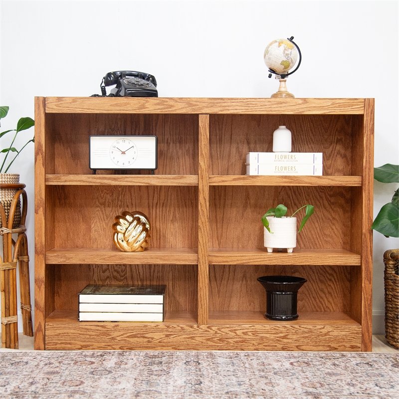 Bowery Hill Wood Dry Oak Bookcase Rectangular Adjustable Shelves 36