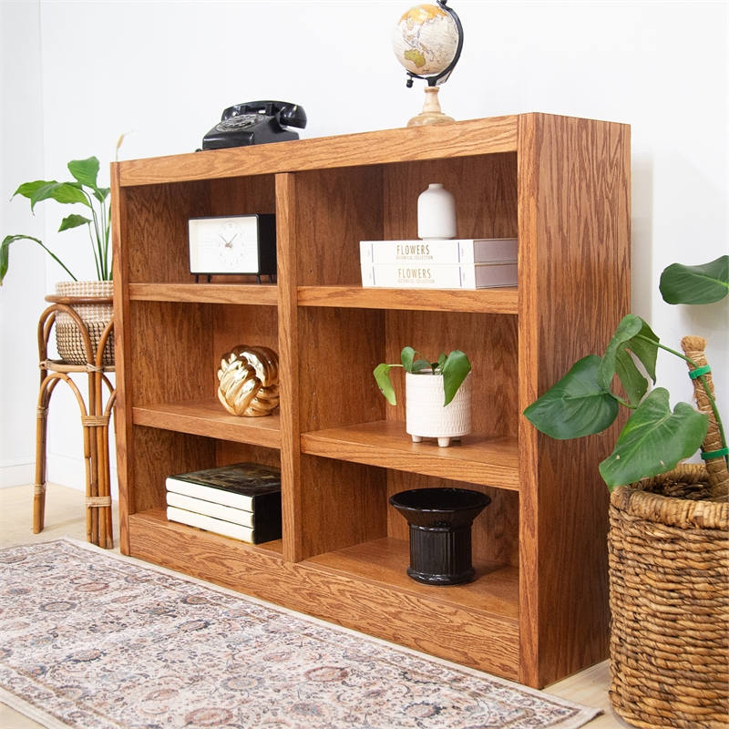 Bowery Hill Wood Dry Oak Bookcase Rectangular Adjustable Shelves 36