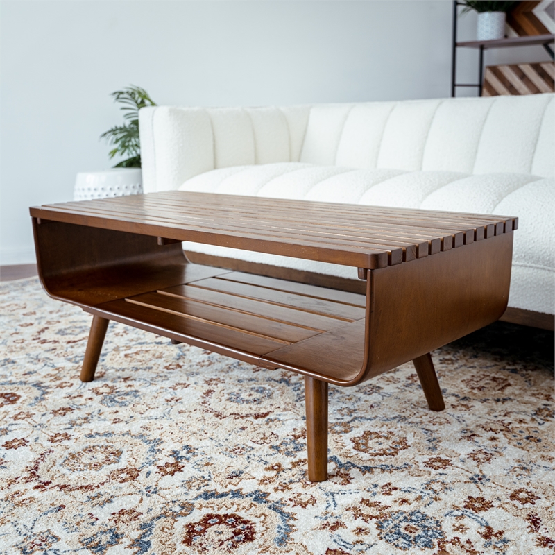 Bowery Hill Mid Century Modern Brown Coffee Table