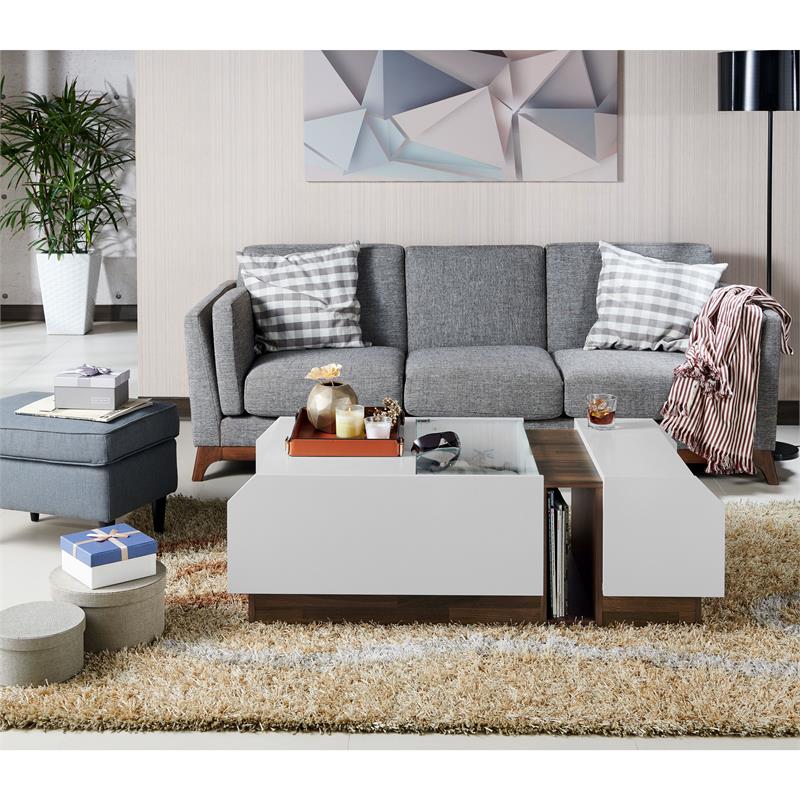 Bowery Hill Contemporary Wood Coffee Table in White