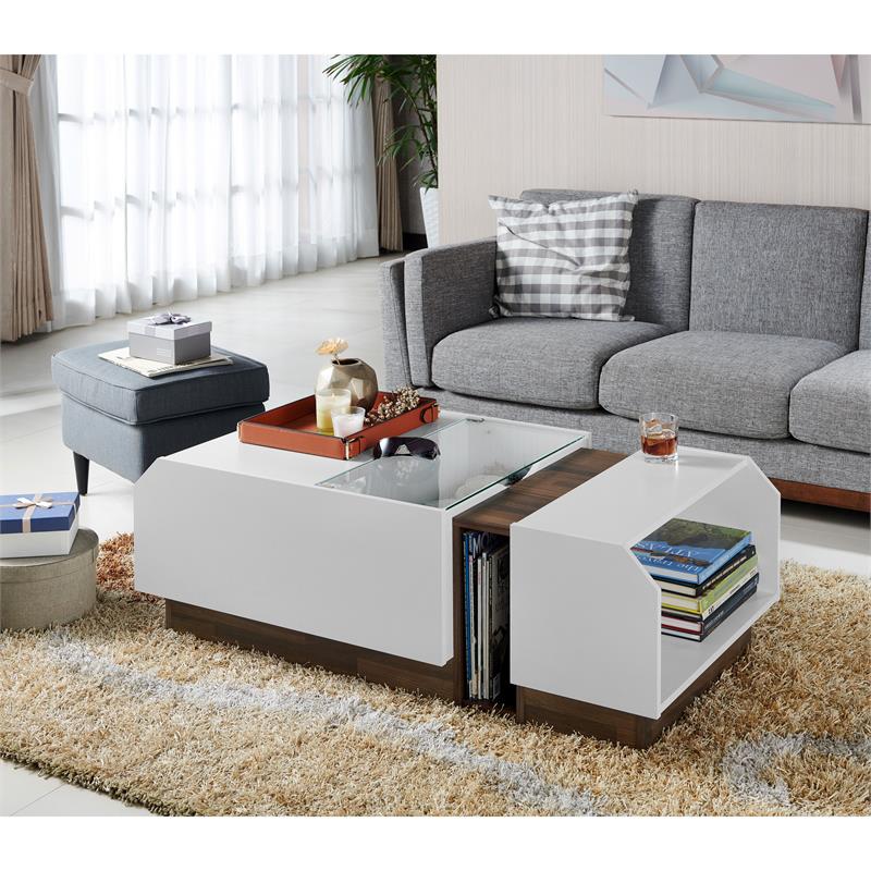 Bowery Hill Contemporary Wood Coffee Table in White