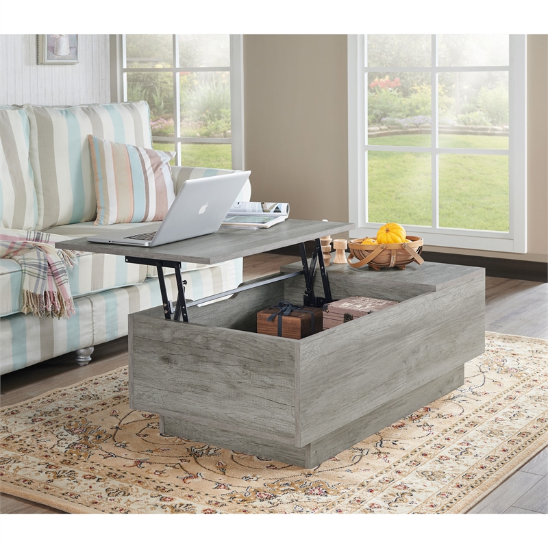 Bowery Hill Wood Lift Top Coffee Table in Vintage Gray Oak