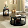 Bowery Hill Solid Wood Antique Black Coffee Table Round Open Shelf 36
