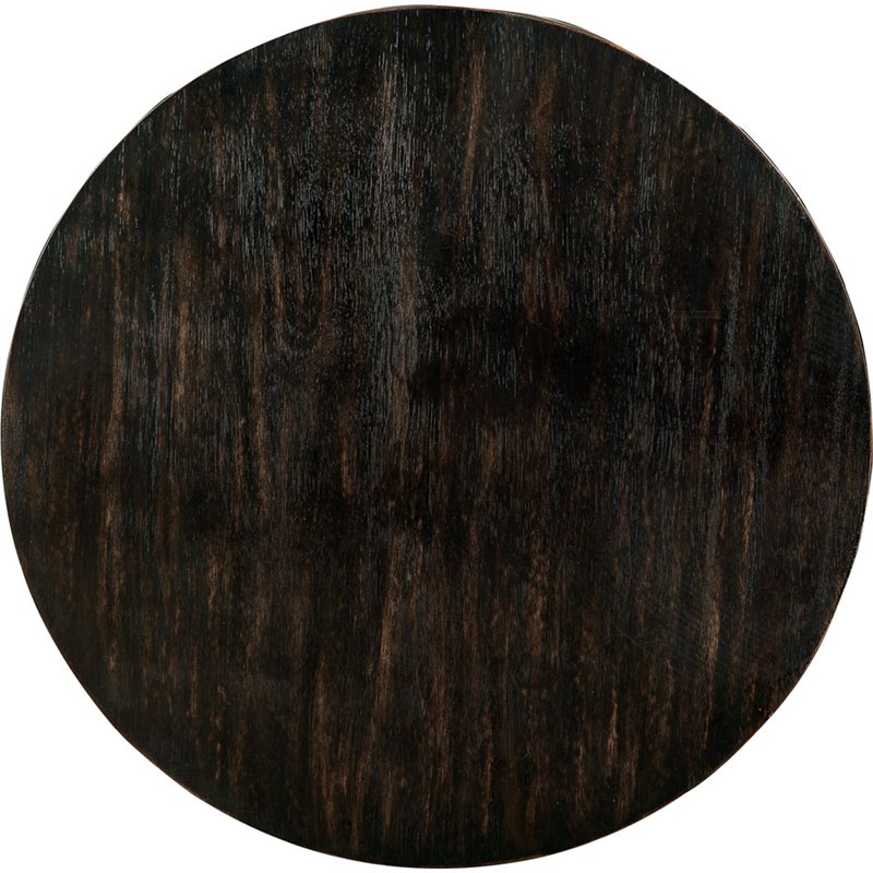 Bowery Hill Solid Wood Antique Black Coffee Table Round Open Shelf 36