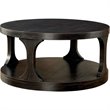 Bowery Hill Solid Wood Antique Black Coffee Table Round Open Shelf 36